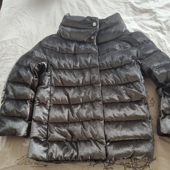 Herno Down/ Feather Fill, Ladies  Shimmering Tan/Silver Puffer Jacket/ Size 40. - Picture 3 of 17